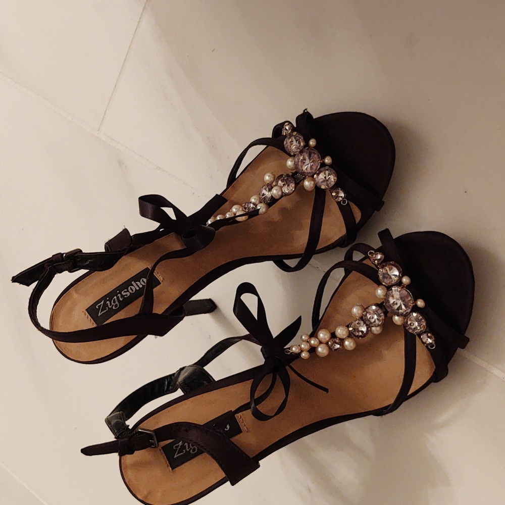 Platform Heels with Pearls and Rhinestones